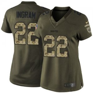 Women Nike New Orleans Saints #22 Mark Ingram Green Salute to Service Jerseys