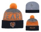 Bears Team Logo Navy Cuffed Knit Hat With Pom YD