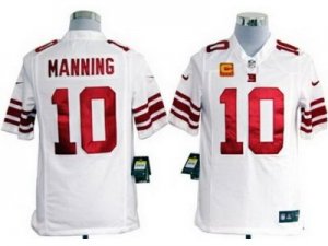 Nike NFL New York Giants #10 Eli Manning white Jerseys(C Patch Game)