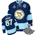 Youth Reebok Pittsburgh Penguins #87 Sidney Crosby Premier Navy Blue Third Vintage 2016 Stanley Cup Champions NHL Jersey