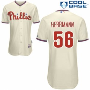 Men\'s Majestic Philadelphia Phillies #56 Frank Herrmann Replica Cream Alternate Cool Base MLB Jersey