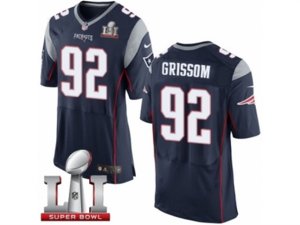 Mens Nike New England Patriots #92 Geneo Grissom Elite Navy Blue Team Color Super Bowl LI 51 NFL Jersey