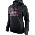 Women's Seattle Seahawks Black Breast Cancer Awareness Circuit Performance Pullover Hoodie