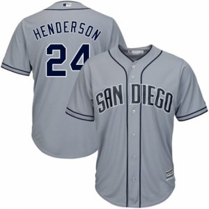 Men\'s Majestic San Diego Padres #24 Rickey Henderson Authentic Grey Road Cool Base MLB Jersey