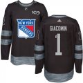 New York Rangers #1 Eddie Giacomin Black 1917-2017 100th Anniversary Stitched NHL Jersey
