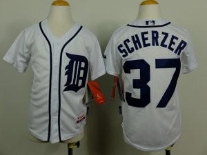 Youth MLB Detroit Tigers #24 scherzer White Jerseys