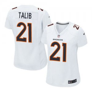 Women Nike Denver Broncos #21 Aqib Talib White Stitched NFL Game Event Jersey