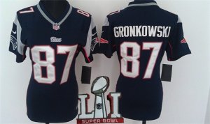 Nike Patriots #87 Rob Gronkowski Navy Women 2017 Super Bowl LI Game Jersey