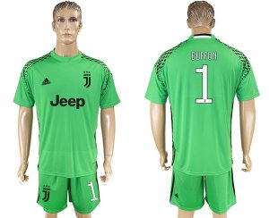 2017-18 Juventus 1 BUFFON Green Goalkeeper Soccer Jersey