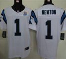 Nike Panthers #1 Cam Newton White With Hall of Fame 50th Patch NFL Elite Jersey