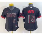 Women's Cincinnati Reds #19 Joey Votto Number Black 2023 City Connect Cool Base Stitched Jersey1