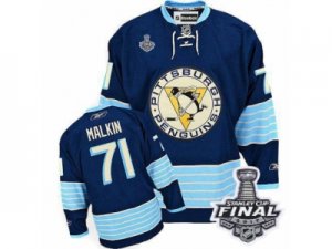 Youth Reebok Pittsburgh Penguins #71 Evgeni Malkin Premier Navy Blue Third Vintage 2017 Stanley Cup Final NHL Jersey