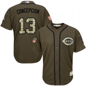 Men Cincinnati Reds #13 Concepcion Green Salute to Service Stitched Baseball Jersey