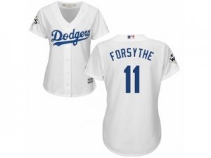 Women Majestic Los Angeles Dodgers #11 Logan Forsythe Replica White Home 2017 World Series Bound Cool Base MLB Jersey