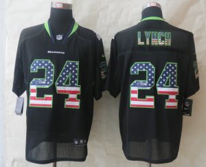 Nike Seattle Seahawks #24 Lynch Black Jerseys(USA Flag Fashion Elite)