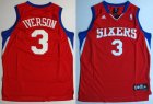 nba philadelphia 76ers #3 iverson red[white number](fans edition)