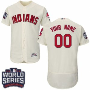 Mens Majestic Cleveland Indians Customized Cream 2016 World Series Bound Flexbase Authentic Collection MLB Jersey