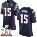 Mens Nike New England Patriots #15 Chris Hogan Elite Navy Blue Team Color Super Bowl LI 51 NFL Jersey