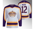 Men's Los Angeles Kings #12 Trevor Moore White 2022 Reverse Retro Stitched Jersey