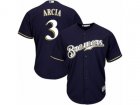 Youth Milwaukee Brewers #3 Orlando Arcia Replica Navy Blue Alternate Cool Base MLB Jersey