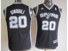 Youth nba san antonio spurs #20 ginobili black[revolution 30 swingman]