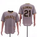 Pirates #21 Roberto Clemente Gray Cooperstown Collection Jersey