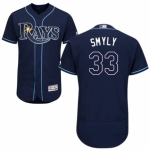 Mens Majestic Tampa Bay Rays #33 Drew Smyly Navy Blue Flexbase Authentic Collection MLB Jersey