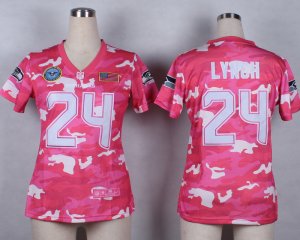 Nike Women Seattle Seahawks #24 Marshawn Lynch Salute to Service New Pink Camo jerseys