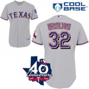 mlb Texas Rangers #32 Hamilton grey(40th Anniversary)