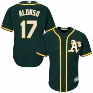 Men\'s Majestic Oakland Athletics #17 Yonder Alonso Replica Green Alternate 1 Cool Base MLB Jersey