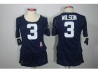 Nike Womens Seattle Seahawks #3 Russell Wilson Blue Jerseys(breast Cancer Awareness)