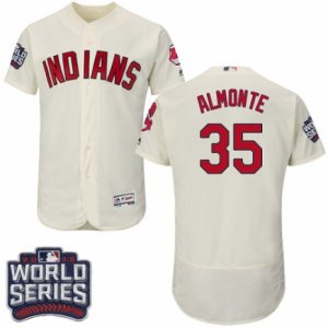 Mens Majestic Cleveland Indians #35 Abraham Almonte Cream 2016 World Series Bound Flexbase Authentic Collection MLB Jersey