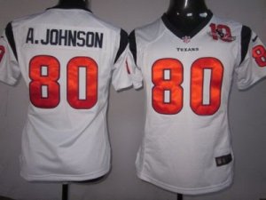 Nike Women Houston Texans #80 Andre Johnson White Jerseys W 10th Patch