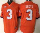 NCAA Clemson Tigers #3 Artavis Scott Orange 2016 National Championship Stitched Jersey