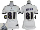 2013 Super Bowl XLVII Women NEW NFL Baltimore Ravens 81 Anquan Boldin White (Women NEW)