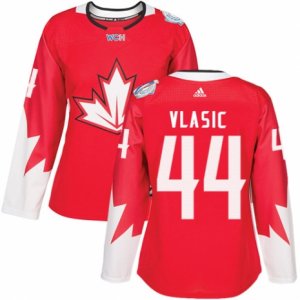 Women\'s Adidas Team Canada #44 Marc-Edouard Vlasic Authentic Red Away 2016 World Cup Hockey Jersey