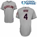 Men's Majestic Cleveland Indians #4 Juan Uribe Replica Grey Road Cool Base MLB Jersey