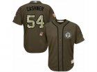 Mens Majestic Texas Rangers #54 Andrew Cashner Replica Green Salute to Service MLB Jersey
