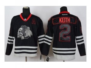 nhl jerseys chicago blackhawks #2 keith black ice[the skeleton head][patch A]