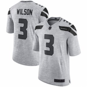 Men\'s Nike Seattle Seahawks #3 Russell Wilson Limited Gray Gridiron II NFL Jersey