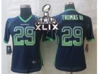 2015 Super Bowl XLIX Women Nike Seattle Seahawks #29 Thomas III Blue Jerseys(Drift Fashion)
