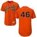 Mens Majestic San Francisco Giants #46 Santiago Casilla Orange Flexbase Authentic Collection MLB Jersey