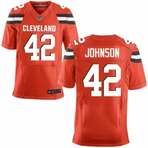 Mens Nike Cleveland Browns #42 Malcolm Johnson Elite Orange Alternate NFL Jersey