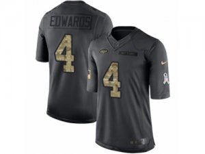 Mens Nike New York Jets #4 Lac Edwards Limited Black 2016 Salute to Service NFL Jerseyy