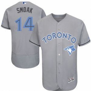 Mens Majestic Toronto Blue Jays #14 Justin Smoak Authentic Gray 2016 Fathers Day Fashion Flex Base MLB Jersey