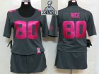 2013 Super Bowl XLVII Women NEW NFL San Francisco 49ers 80 Rice Elite breast Cancer Awareness Dark grey Jerseys