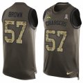 Mens Nike San Diego Chargers #57 Jatavis Brown Limited Green Salute to Service Tank Top NFL Jersey