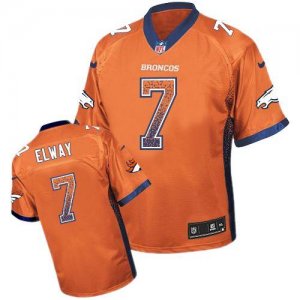 Nike Denver Broncos #7 John Elway Orange Jersey(Elite Drift Fashion)