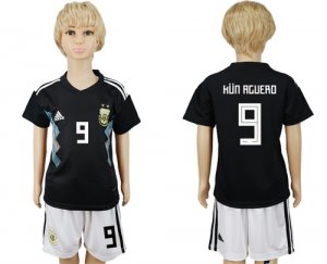 Argentina 9 KUN AGUERO Away 2018 FIFA World Cup Youth Soccer Jersey