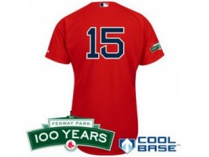 mlb Boston Red Sox #15 Dustin Pedroia red Cool Base 100th Anniversary Patch